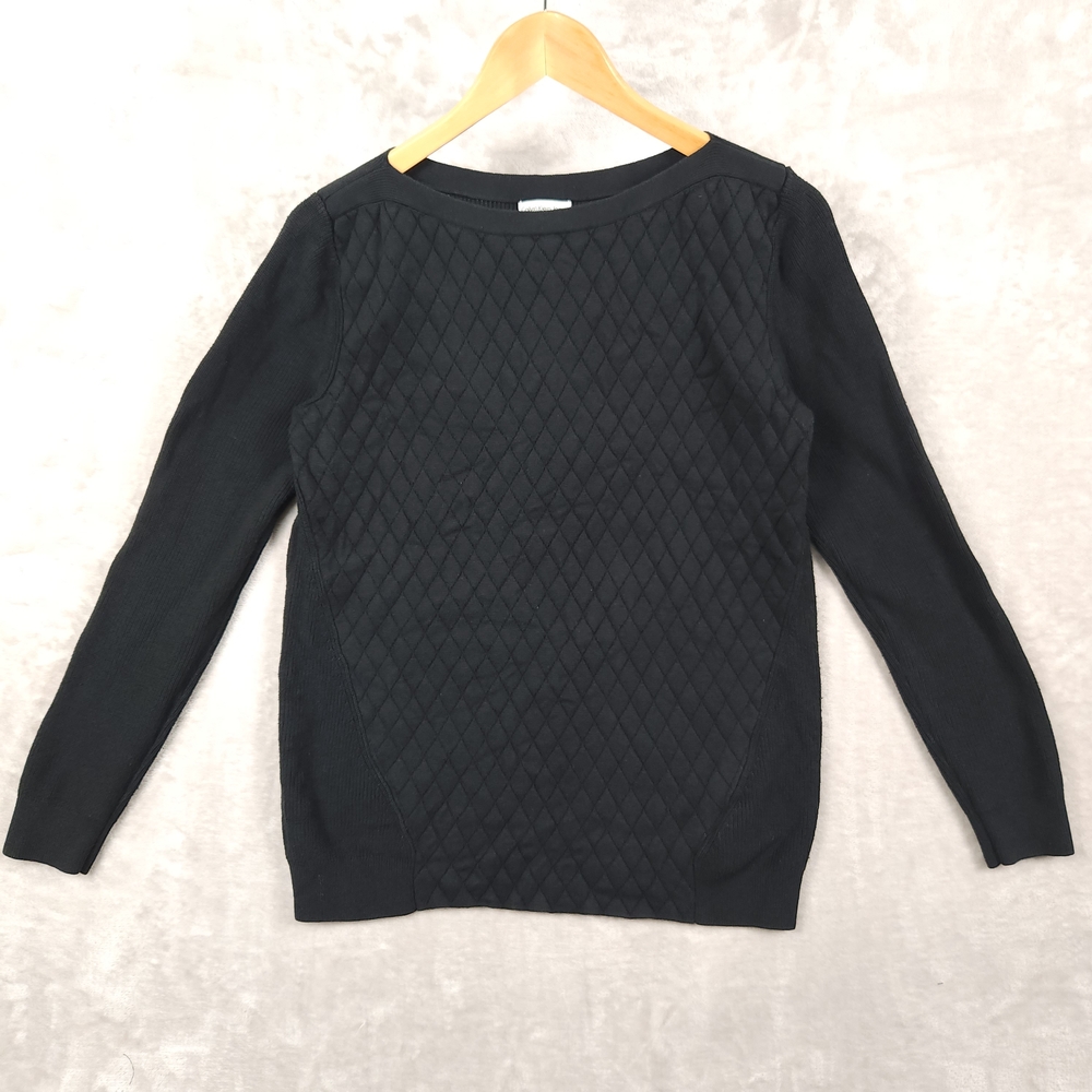 Calvin Klein Sweater Pullover Womens Size M Black Quilted Cotton Blend